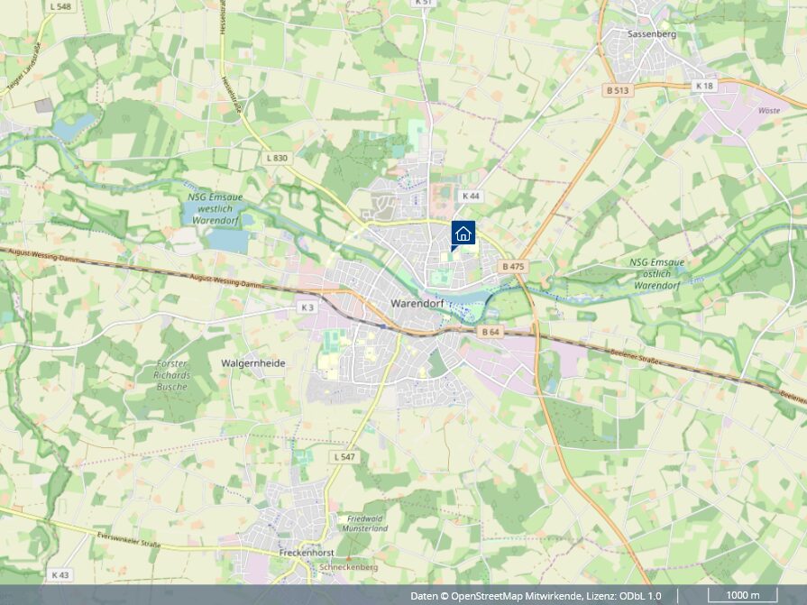 Gepflegte Erdgeschosswohnung mit Garten und Garage in attraktiver Lage von Warendorf